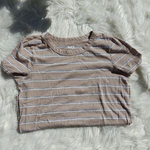 SO Beige Striped Short Sleeve Tee